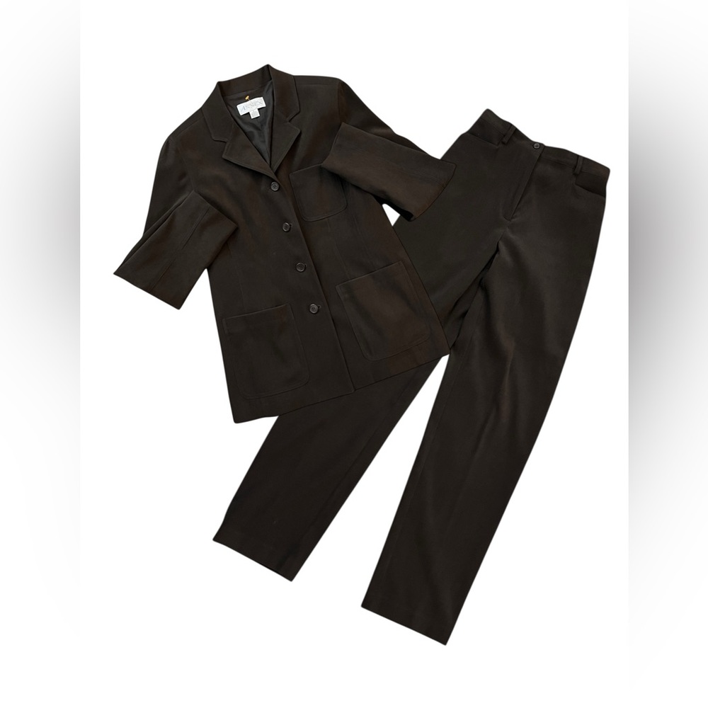 Vintage Y2K Casual Corner Annex Blazer & Trouser Set Brown Olive 8/2